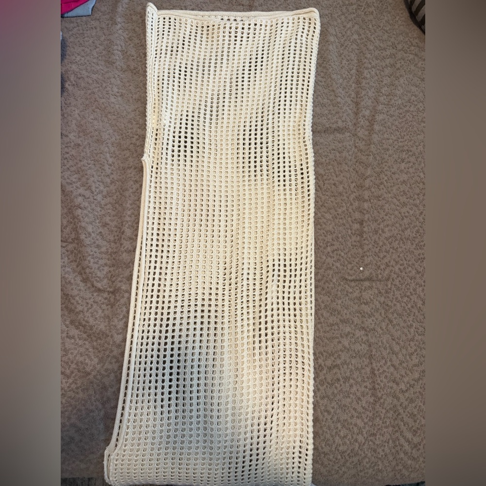 SHEIN Cream Crochet Pencil Skirt/full body coverup